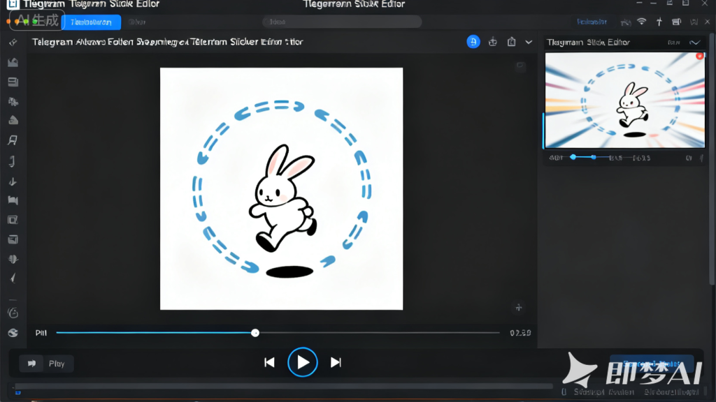 Telegram-Sticker-Editor预览动态效果，显示播放按钮被点击