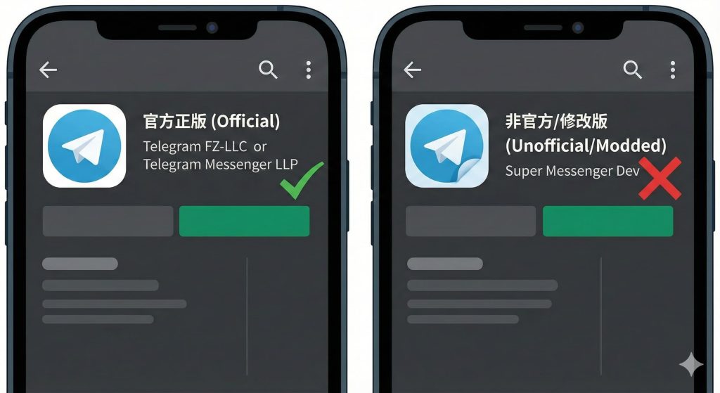 Telegram App 更新後介面出現中英混雜狀況的截圖,紅圈標示出在繁體中文選單中仍顯示為英文的新功能選項。