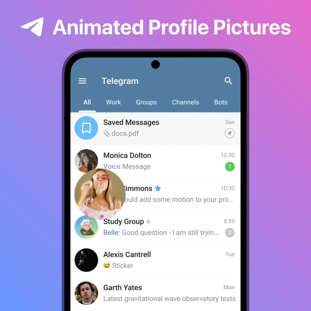 Telegram 付費版app介面